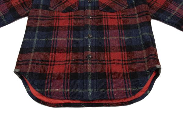 45rpm Wool Cotton Check Quilted CPO Shirt Jacket Red Size 2