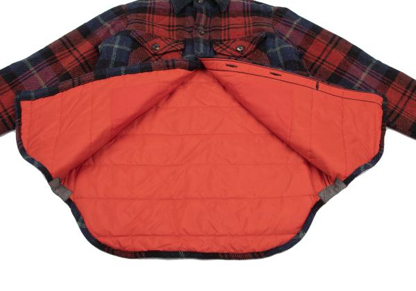 45rpm Wool Cotton Check Quilted CPO Shirt Jacket Red Size 2