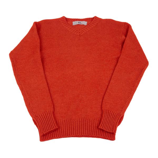 45rpm Wool V-Neck Low Gauge Knit Sweater Red Size 3