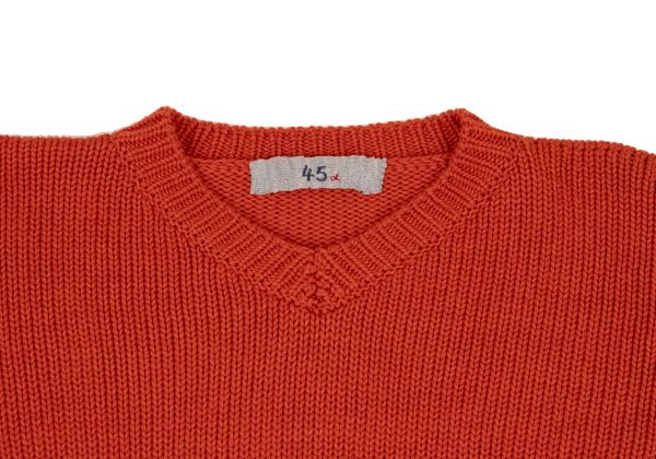 45rpm Wool V-Neck Low Gauge Knit Sweater Red Size 3