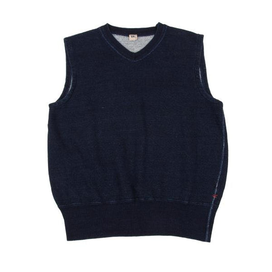 45rpm Indigo Dyed Cotton V-Neck Sweat Vest Blue Size 5