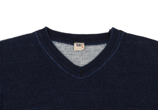 45rpm Indigo Dyed Cotton V-Neck Sweat Vest Blue Size 5
