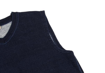 45rpm Indigo Dyed Cotton V-Neck Sweat Vest Blue Size 5
