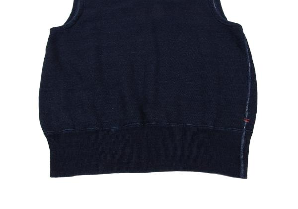 45rpm Indigo Dyed Cotton V-Neck Sweat Vest Blue Size 5