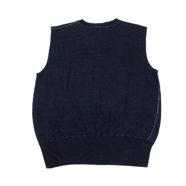 45rpm Indigo Dyed Cotton V-Neck Sweat Vest Blue Size 5