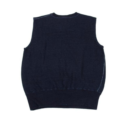 45rpm Indigo Dyed Cotton V-Neck Sweat Vest Blue Size 5