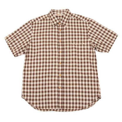 45rpm& Cotton Check T-Shirt Brown Beige Size 3