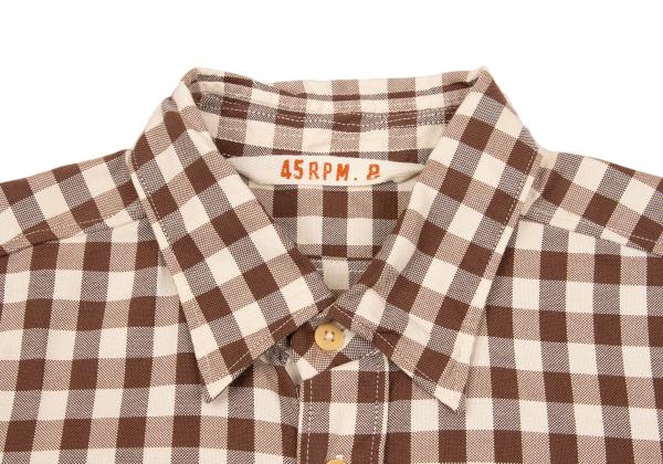 45rpm& Cotton Check T-Shirt Brown Beige Size 3