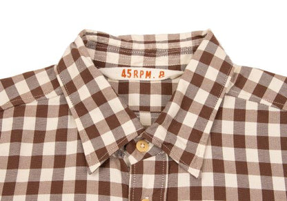 45rpm& Cotton Check T-Shirt Brown Beige Size 3