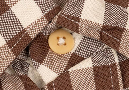 45rpm& Cotton Check T-Shirt Brown Beige Size 3