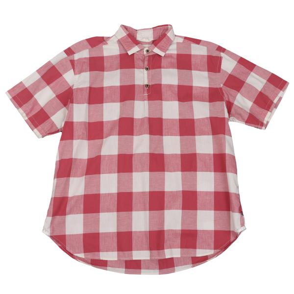 45rpm& Cotton Check Half Button T-Shirt Pink Size 3