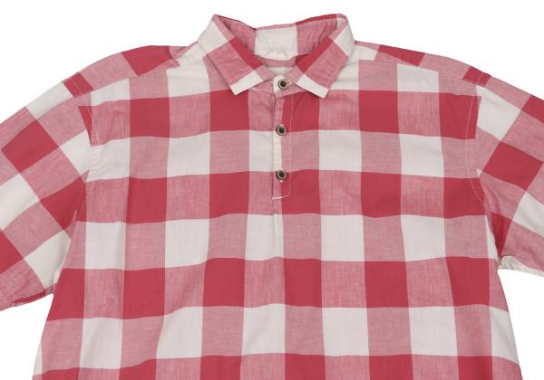 45rpm& Cotton Check Half Button T-Shirt Pink Size 3