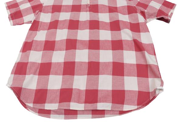 45rpm& Cotton Check Half Button T-Shirt Pink Size 3