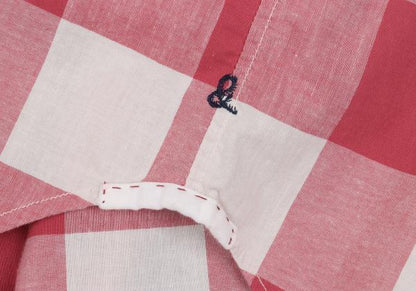 45rpm& Cotton Check Half Button T-Shirt Pink Size 3