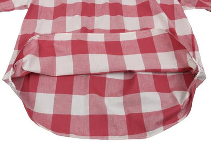 45rpm& Cotton Check Half Button T-Shirt Pink Size 3