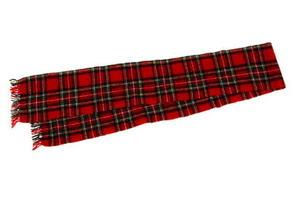 45rpm Wool Tartan Check Fringe Red Multi Muffler