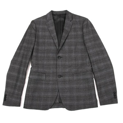 Theory Wool Cashmere Glen Check Jacket Gray Blue Size 36
