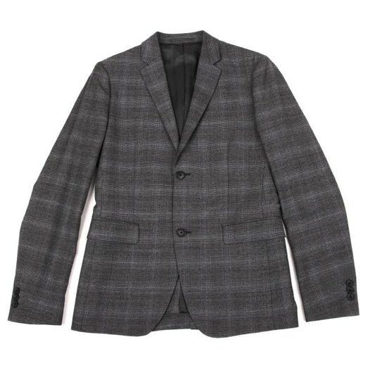 Theory Wool Cashmere Glen Check Jacket Gray Blue Size 36