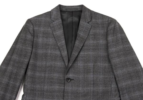Theory Wool Cashmere Glen Check Jacket Gray Blue Size 36