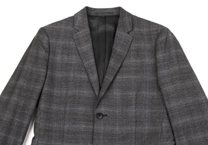 Theory Wool Cashmere Glen Check Jacket Gray Blue Size 36