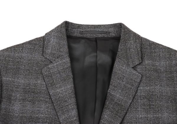Theory Wool Cashmere Glen Check Jacket Gray Blue Size 36