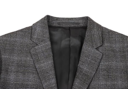 Theory Wool Cashmere Glen Check Jacket Gray Blue Size 36