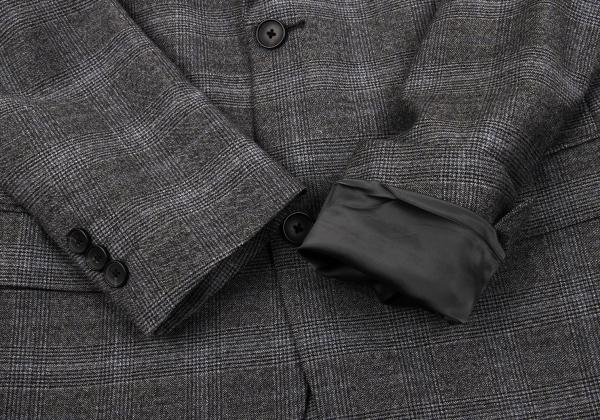 Theory Wool Cashmere Glen Check Jacket Gray Blue Size 36
