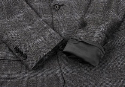 Theory Wool Cashmere Glen Check Jacket Gray Blue Size 36