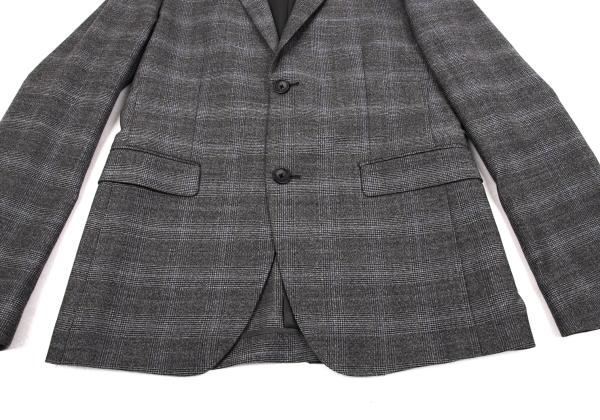 Theory Wool Cashmere Glen Check Jacket Gray Blue Size 36