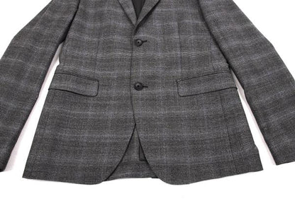 Theory Wool Cashmere Glen Check Jacket Gray Blue Size 36