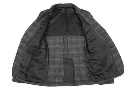 Theory Wool Cashmere Glen Check Jacket Gray Blue Size 36