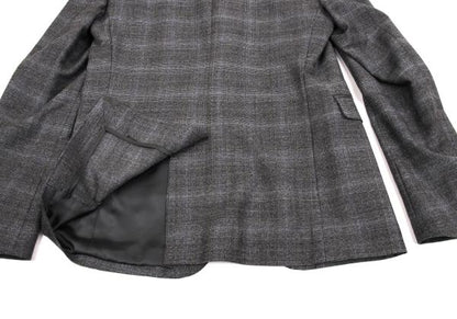 Theory Wool Cashmere Glen Check Jacket Gray Blue Size 36