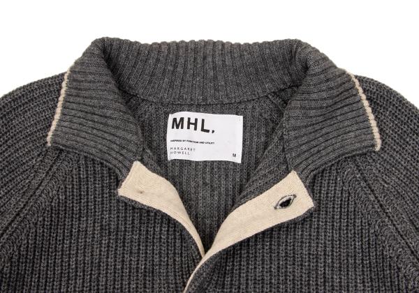 MARGARET HOWELL Wool Cotton Raglan Knit Jacket Gray Size M