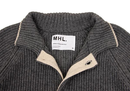 MARGARET HOWELL Wool Cotton Raglan Knit Jacket Gray Size M