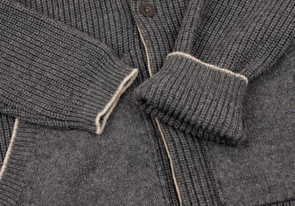 MARGARET HOWELL Wool Cotton Raglan Knit Jacket Gray Size M