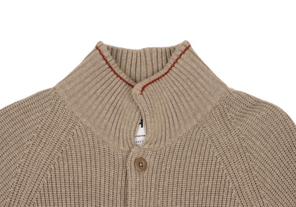 MARGARET HOWELL Cotton Wool Raglan Knit Jacket Beige Size M