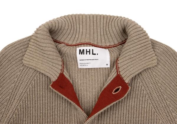 MARGARET HOWELL Cotton Wool Raglan Knit Jacket Beige Size M