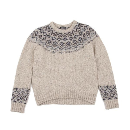 Papas Wool Blend Native Knit Sweater Beige Size S
