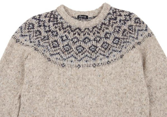Papas Wool Blend Native Knit Sweater Beige Size S