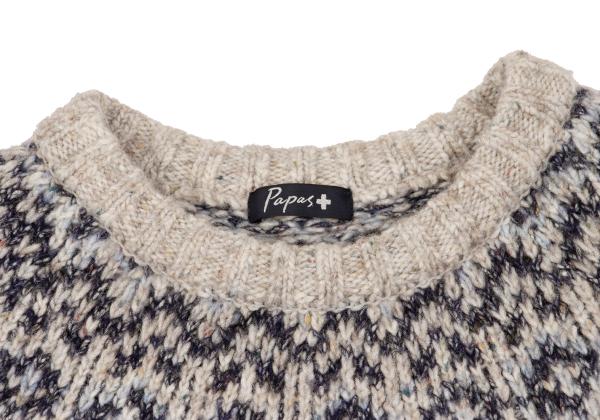 Papas Wool Blend Native Knit Sweater Beige Size S