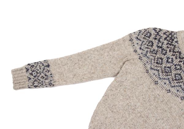 Papas Wool Blend Native Knit Sweater Beige Size S