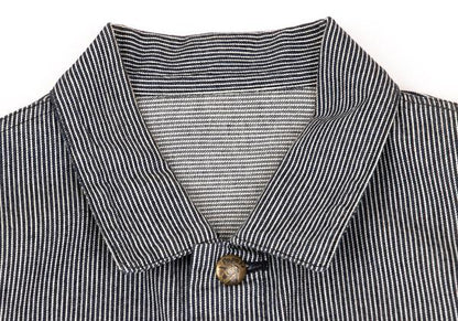 Papas Logo Patch Hickory Stripe Trucker Navy White Jacket Size M