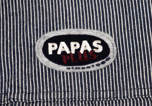 Papas Logo Patch Hickory Stripe Trucker Navy White Jacket Size M