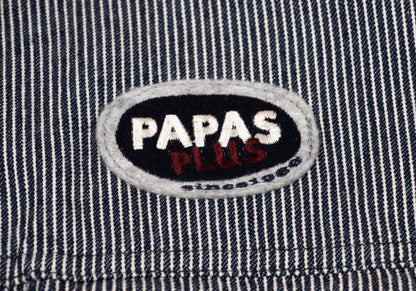 Papas Logo Patch Hickory Stripe Trucker Navy White Jacket Size M