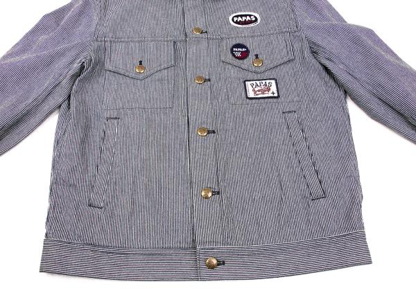 Papas Logo Patch Hickory Stripe Trucker Navy White Jacket Size M