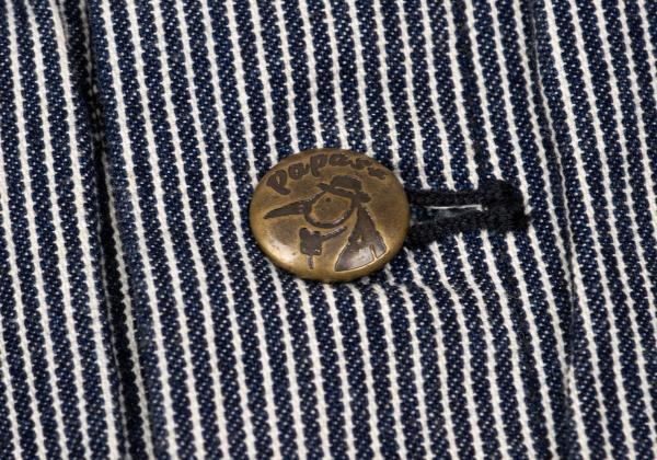 Papas Logo Patch Hickory Stripe Trucker Navy White Jacket Size M