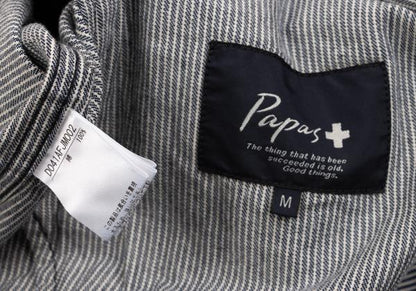 Papas Logo Patch Hickory Stripe Trucker Navy White Jacket Size M