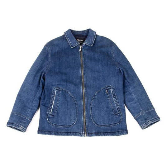 Papas Indigo Quilted Padded Zip Denim Jacket Size L