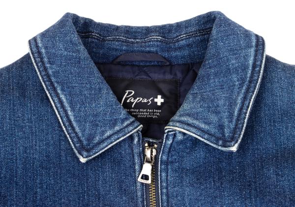 Papas Indigo Quilted Padded Zip Denim Jacket Size L