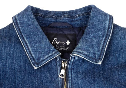 Papas Indigo Quilted Padded Zip Denim Jacket Size L
